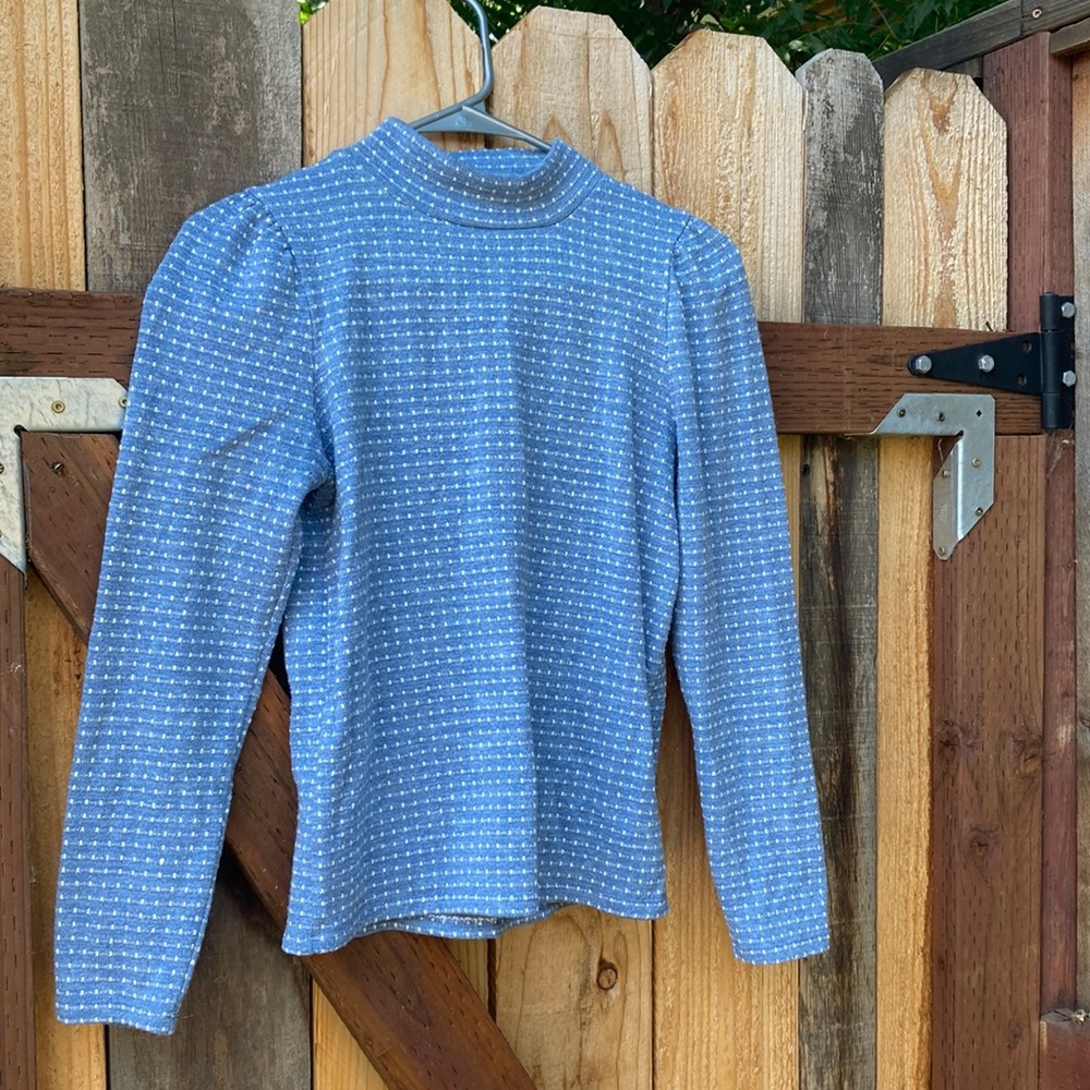 Madewell Jacquard Puff-Sleeve Mockneck Top
